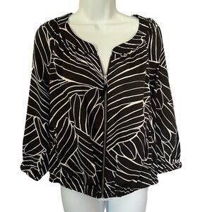 Anthropologie Hei Hei Black and white zip up 3/4 length sleeve jacket size SM